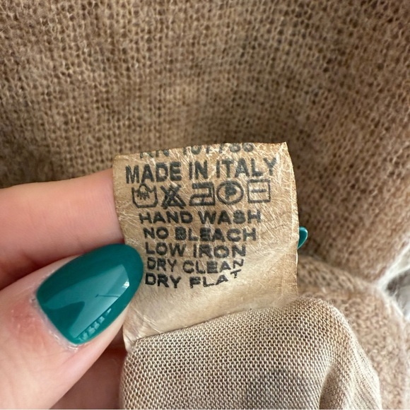 Flora Ashley Brown Wool Mohair Blend Sweater Size XL Leopard Print Made in Italy - Picture 8 of 8